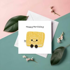 Custard Cream Biscuit Happy Birthday Card